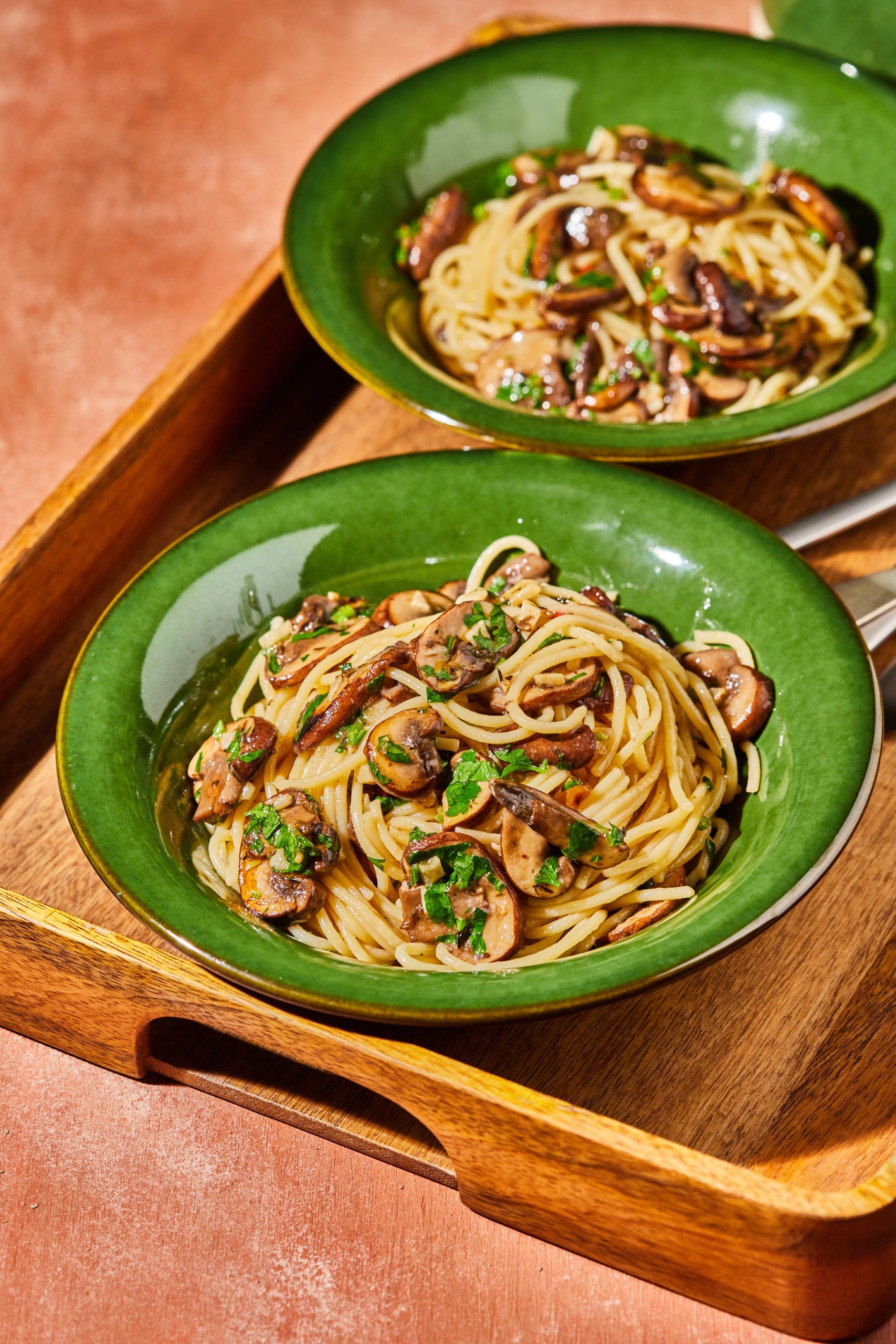 Gombás aglio e olio spagetti